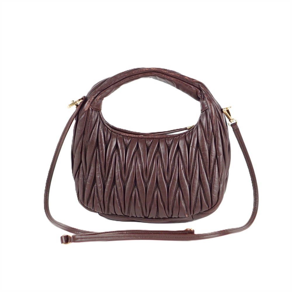 HENKELTASCHE - MIU MIU WANDER HOBO BAG MATELASSE-NAPPALEDER BRUYERE-HOLZ