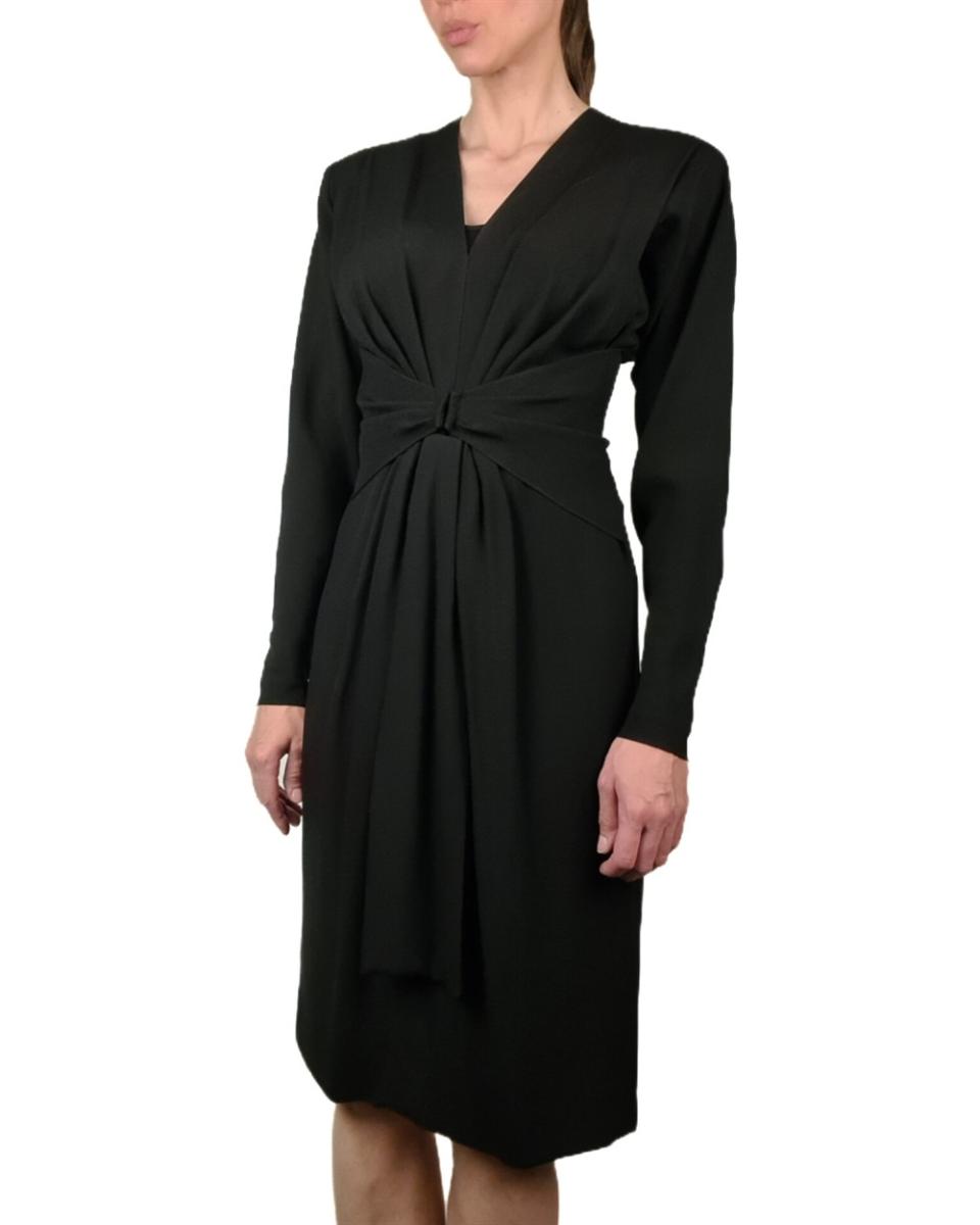 KLEIDER - SAINT LAURENT DRAPIERTES JERSEY KLEID SCHWARZ