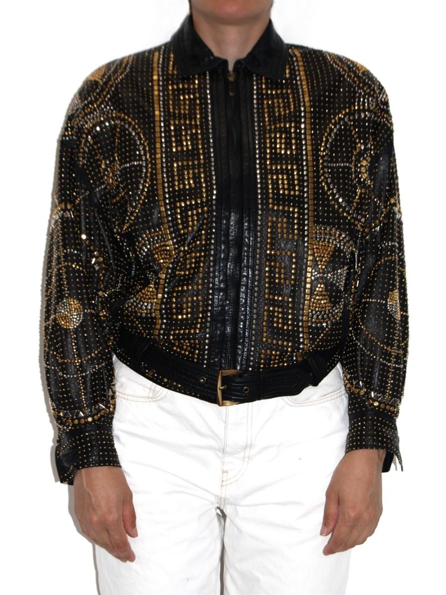 JACKEN - GIANNI VERSACE STUDDED BAROQUE LEDER JACKE
