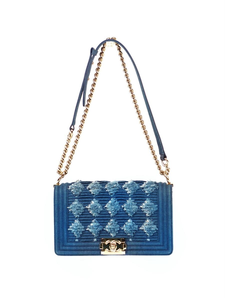 UMHÄNGETASCHE - CHANEL BOY BLAU DENIM MEDIUM