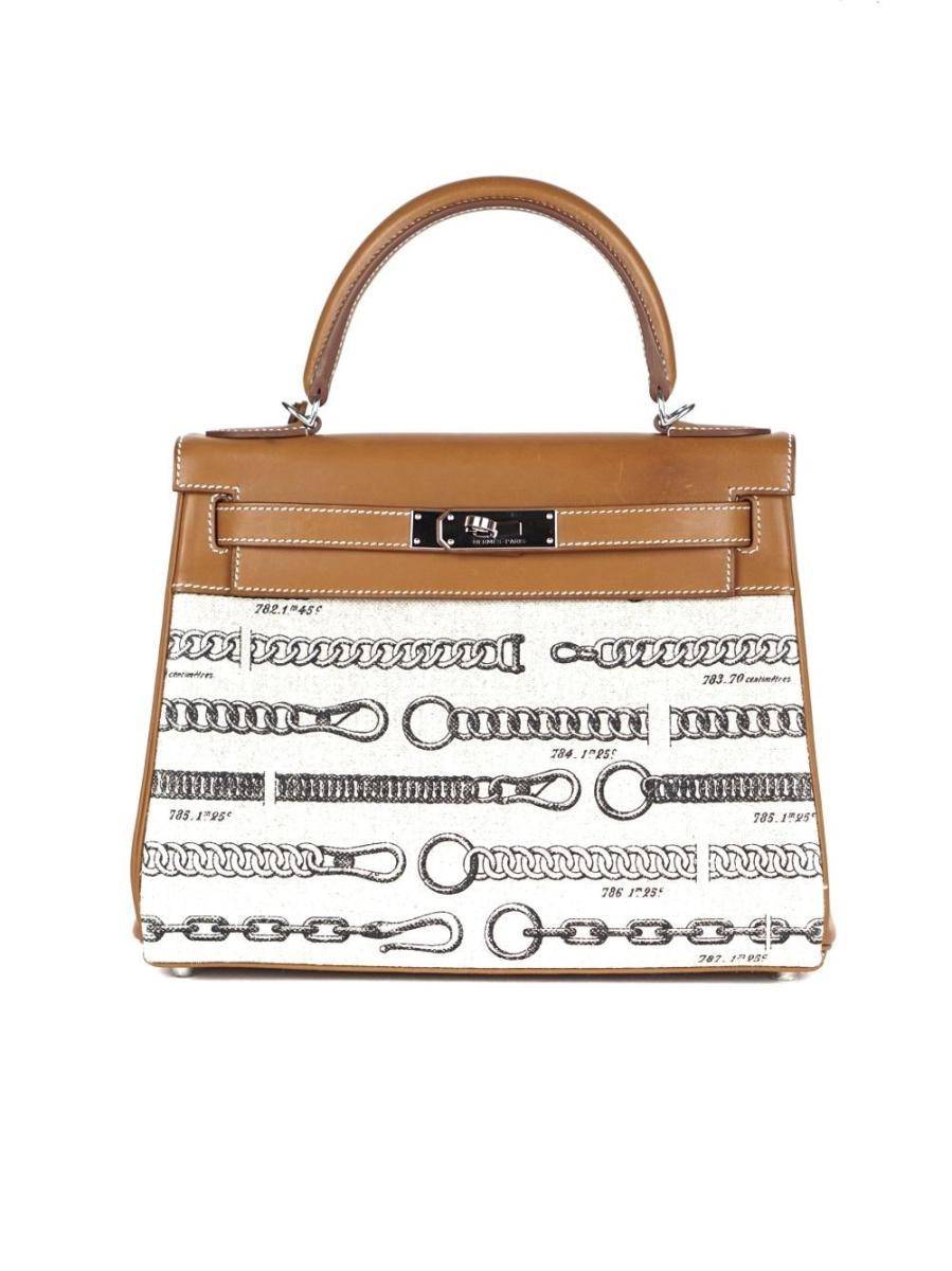 HENKELTASCHE - HERMÈS KELLY 28 RETOURNE DE CAMP VEAU PHW 2018
