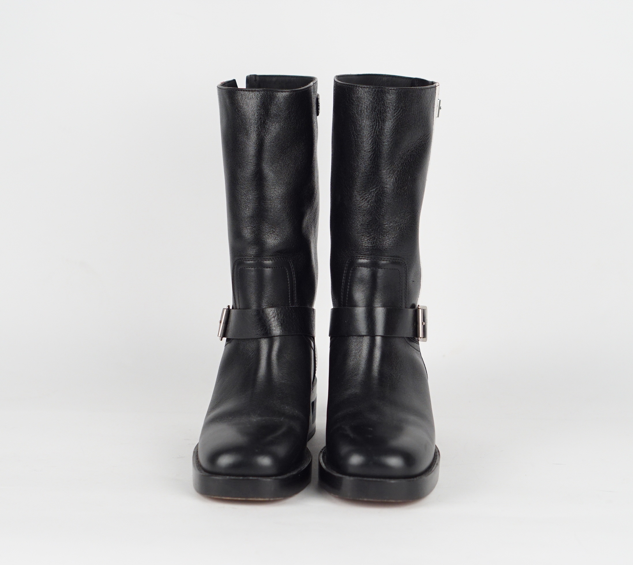 STIEFEL - CHRISTIAN DIOR LEDER GESTREIFT SCHWARZ