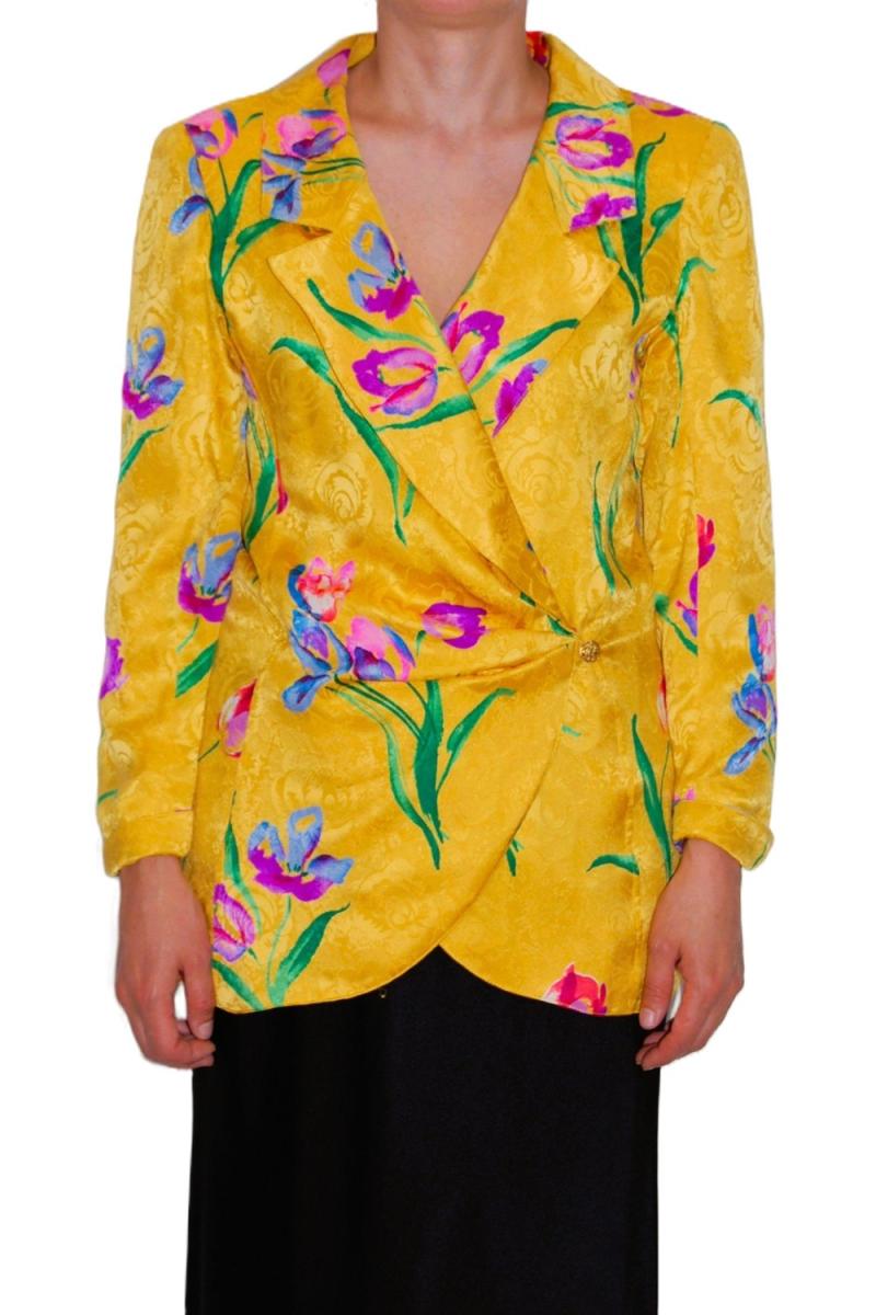 BLAZER - UNGARO PARALLÉLE FLORALER SEIDEN JACQUARD BLAZER GELB