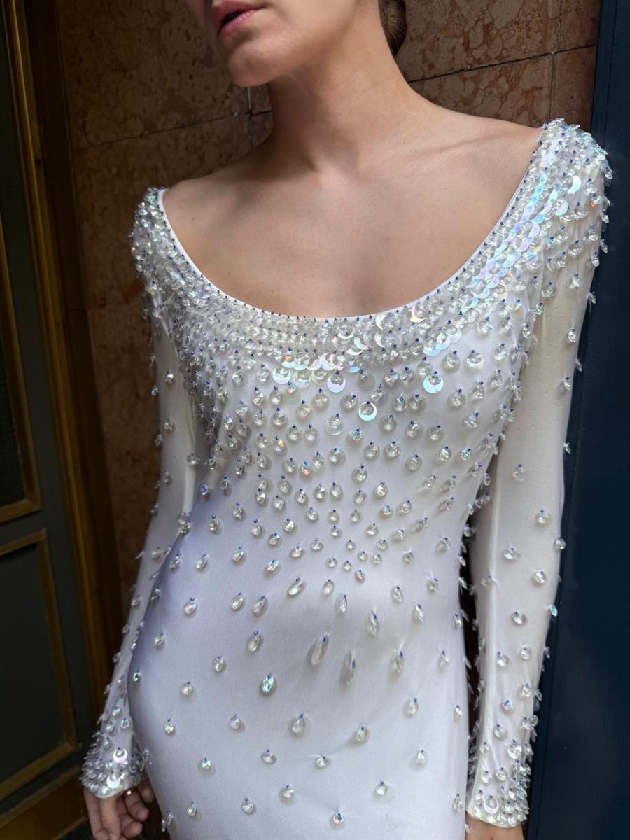 KLEIDER - GIANNI VERSACE CRYSTAL EMBELLISHED SILK ABENDKLEID