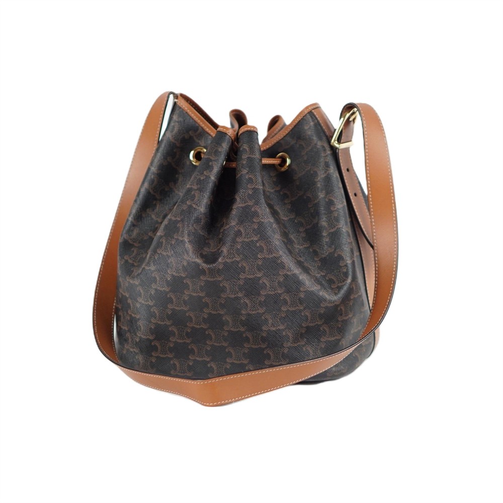 UMHÄNGE- & SCHULTERTASCHEN - CELINE TRIOMPHE BUCKET BAG TAN