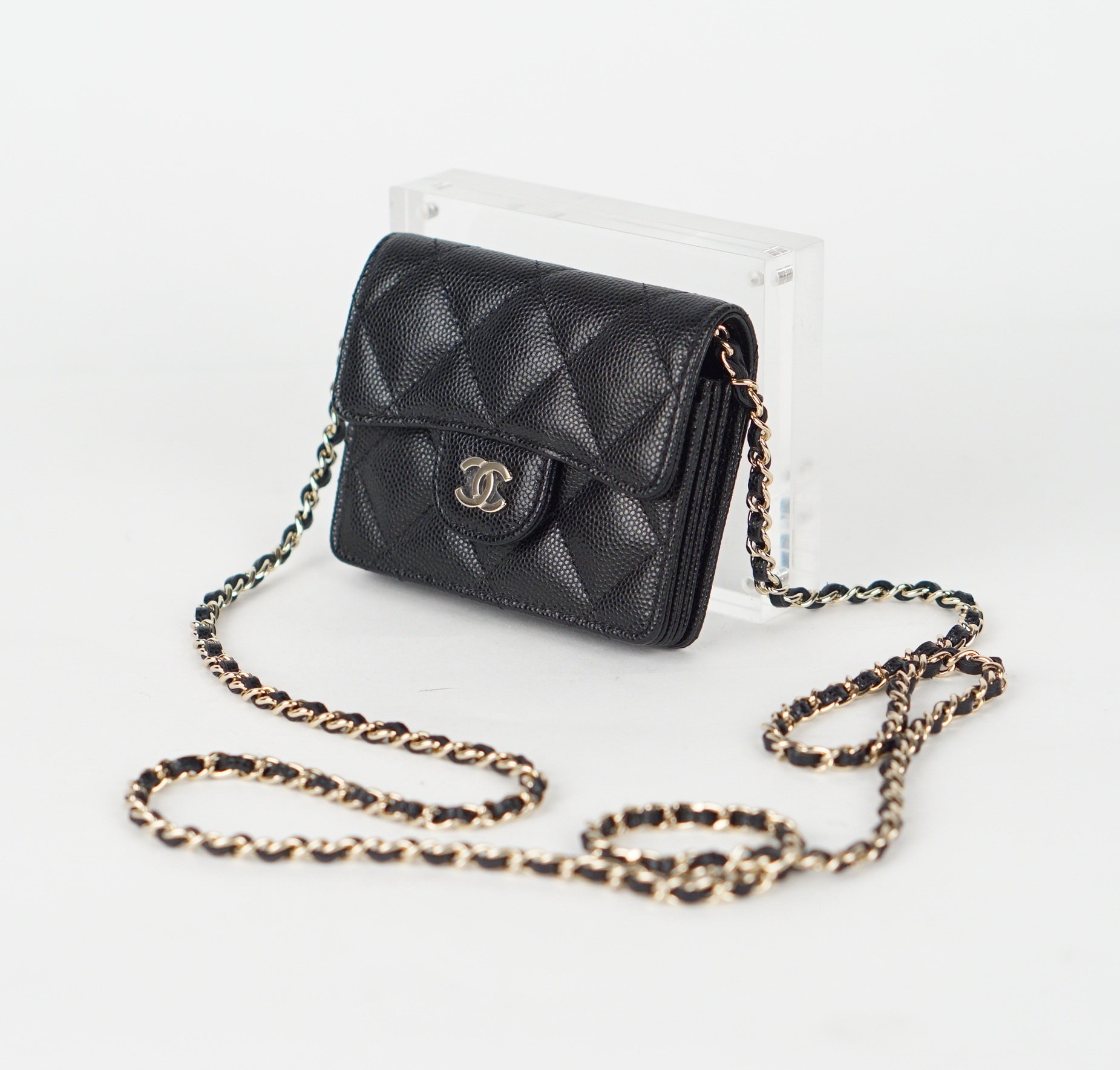 Classic Flap Mini Card Holder With Chain 