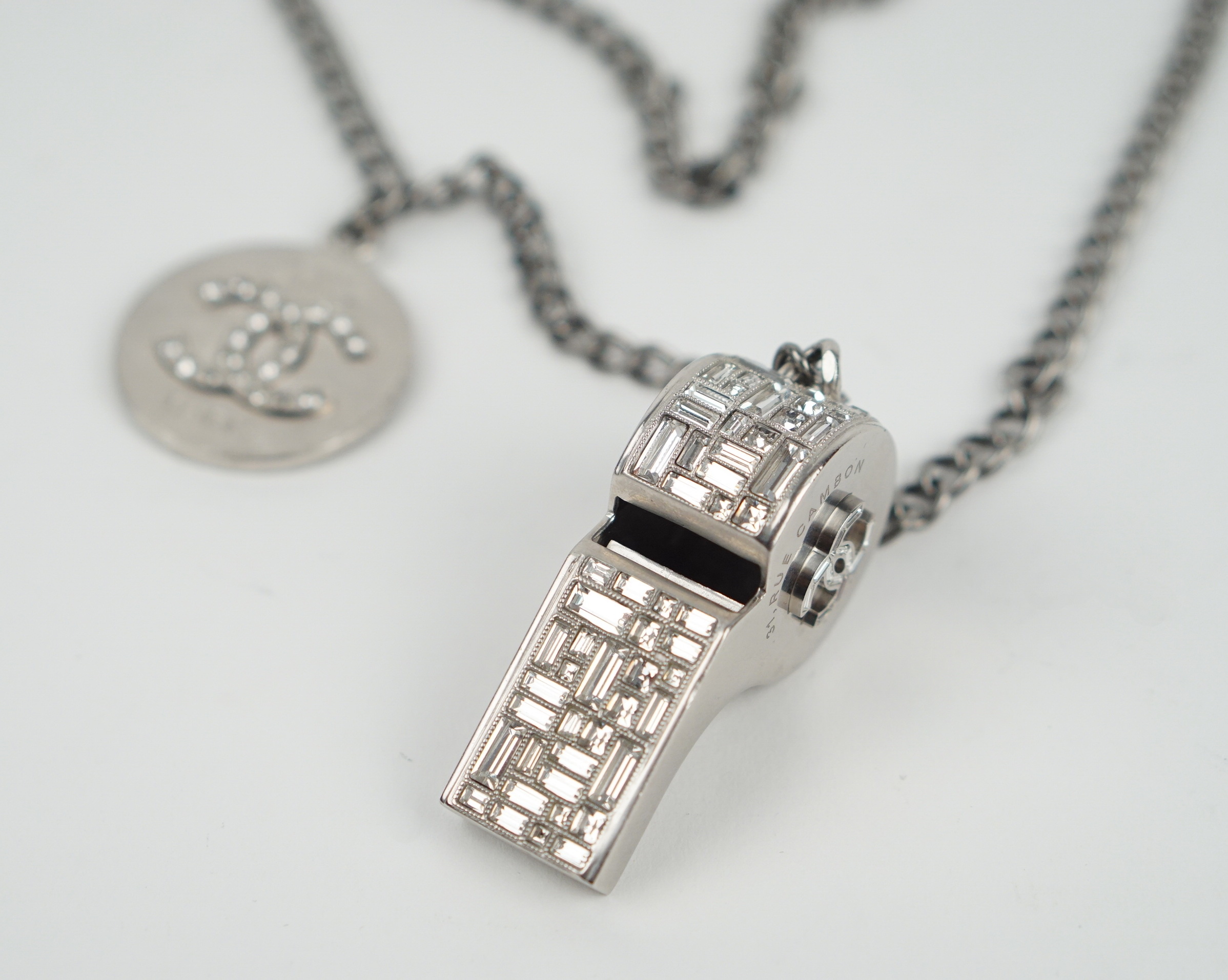 Crystal CC Whistle Pendant Necklace 