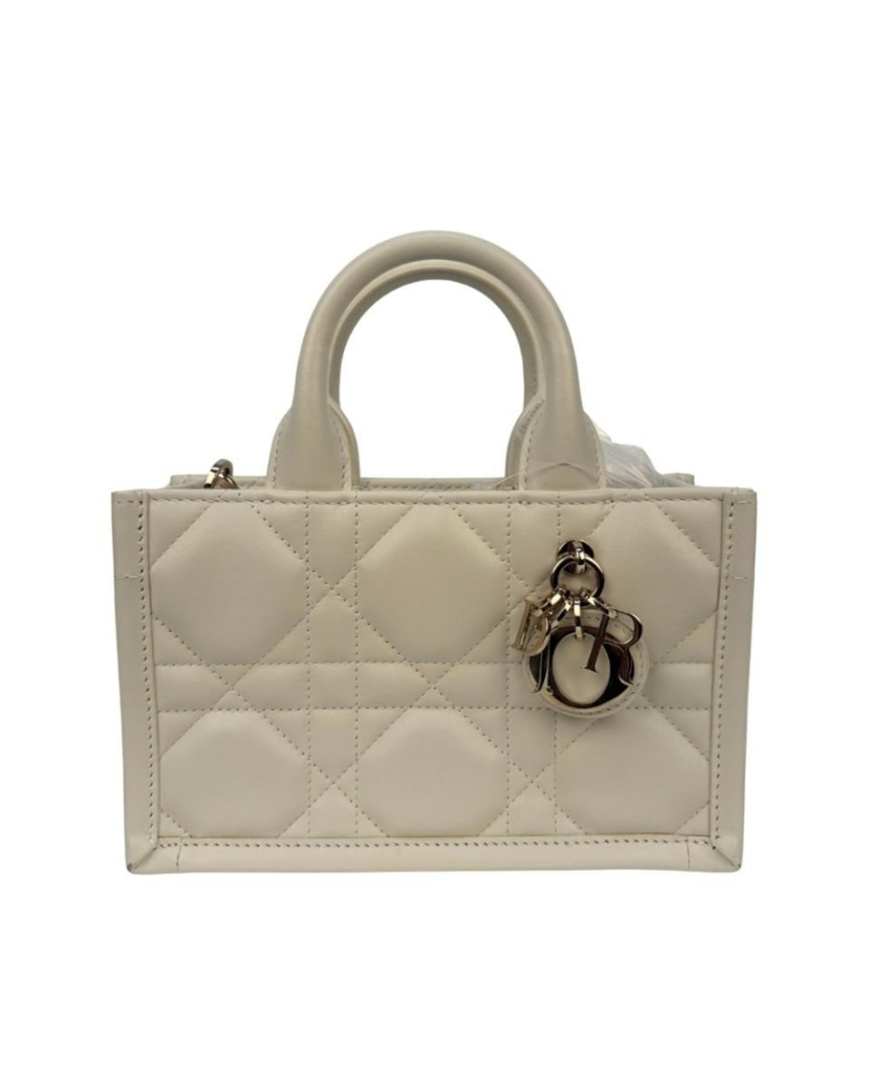 TOTE BAGS - DIOR MINI BOOK TOTE MACROCANNAGE WHITE