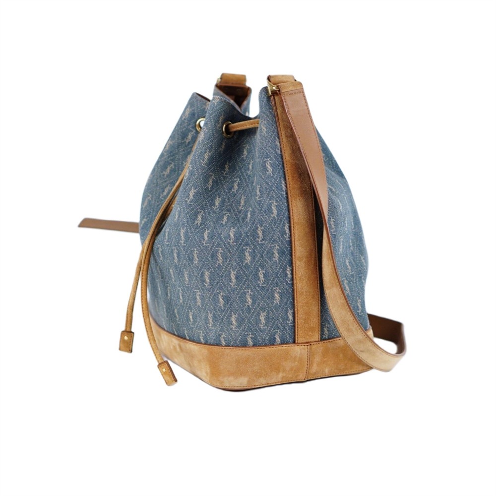 UMHÄNGE- & SCHULTERTASCHEN - YVES SAINT LAURENT MONOGRAM DENIM BUCKET BAG