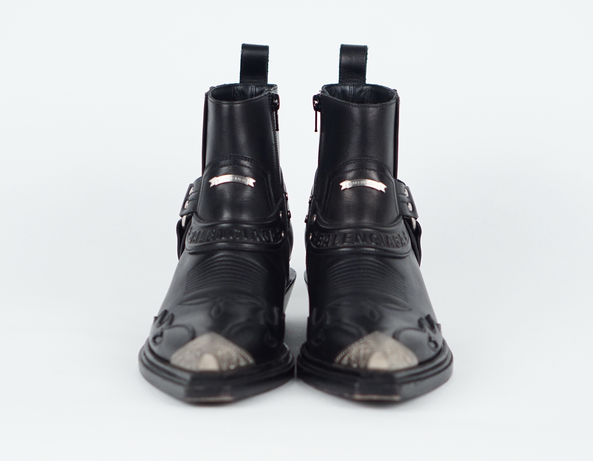 Balenciaga Black Santiag Leahter Ankle 