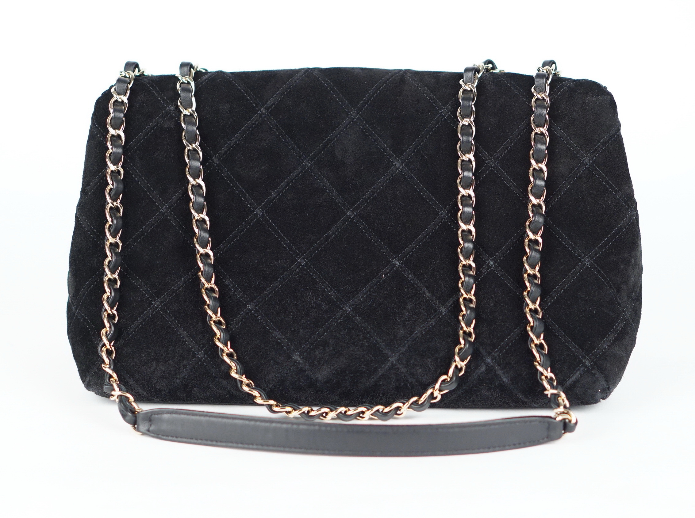SUEDE CHAIN FLAP BAG