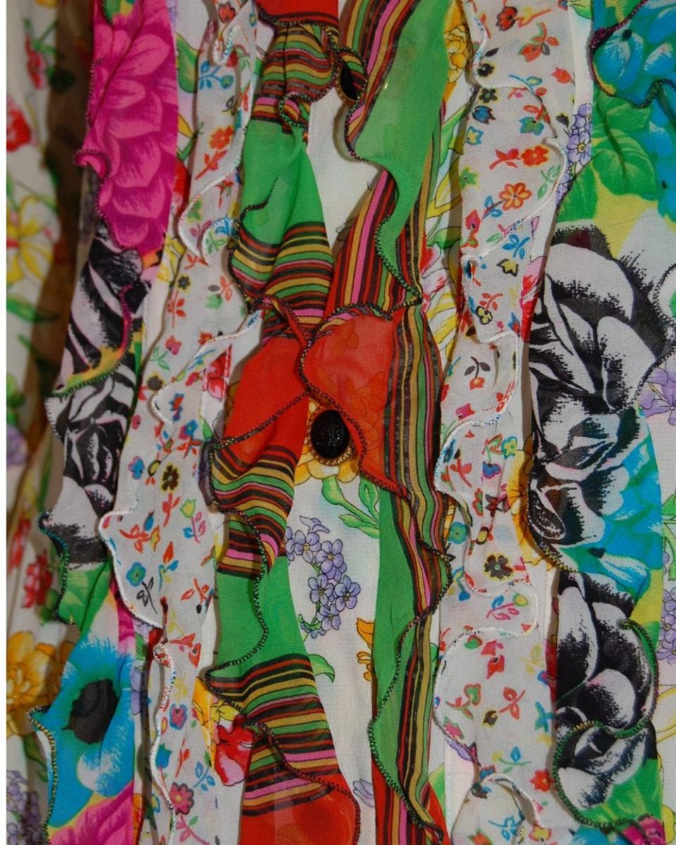 KLEIDER - GIANNI VERSACE COUTURE GEBLÜMTES SEIDENKLEID