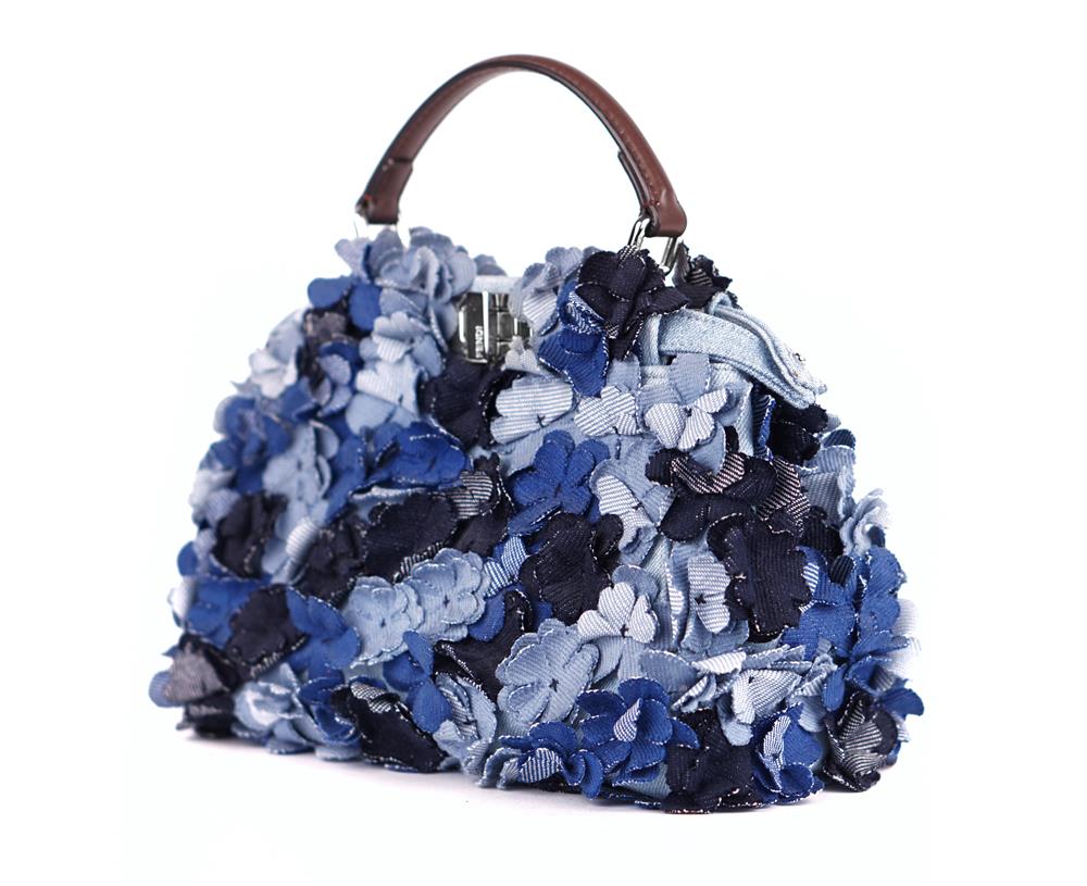 HENKELTASCHE - FENDI MINI PEEKABOO DENIM
