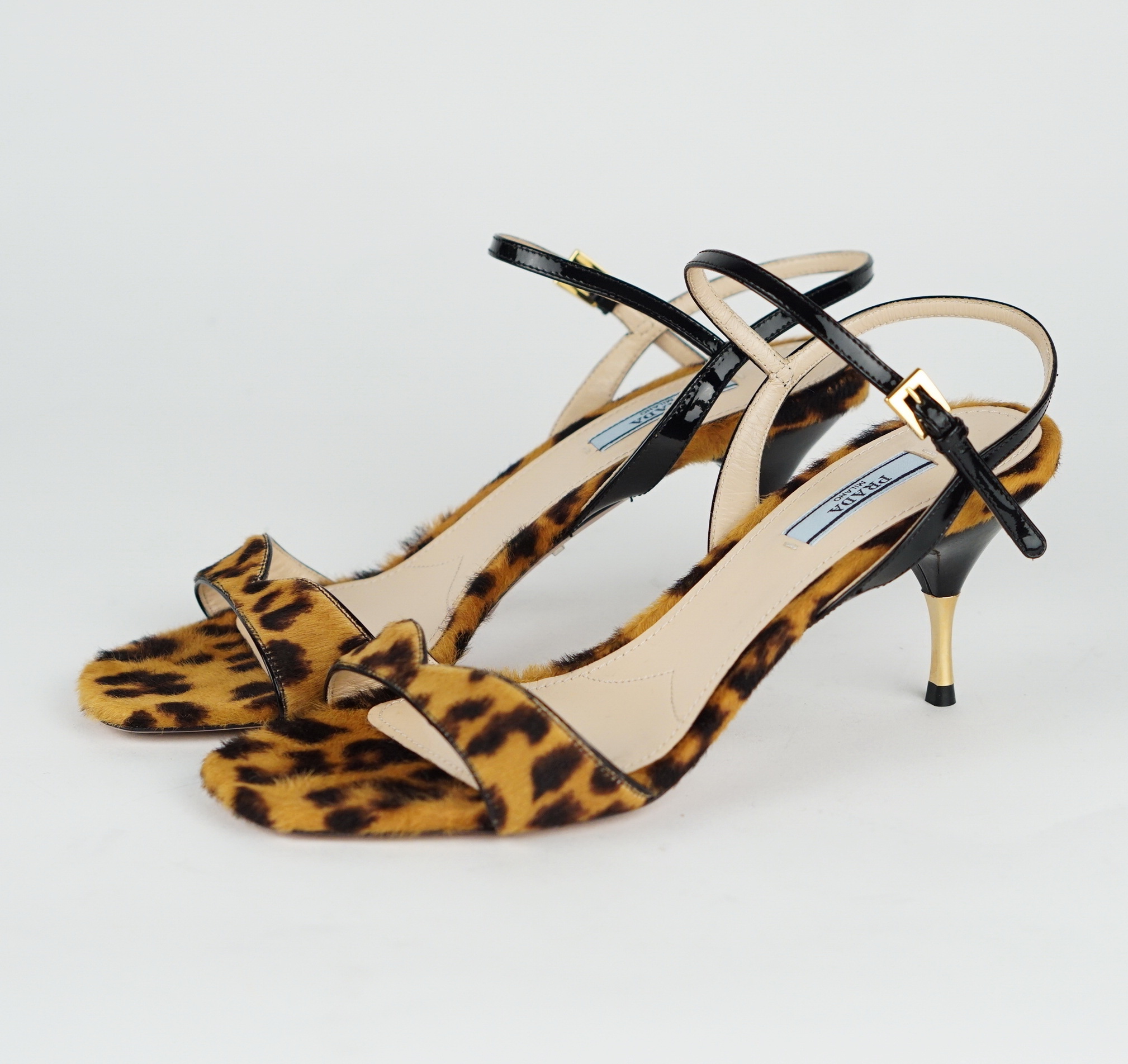 Fur Leopard Print Sandals 